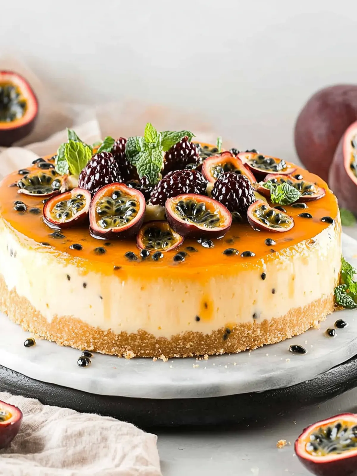 Decadent Passion Fruit Cheesecake: A Tropical Delight at Home 2 Passion Fruit Cheesecake