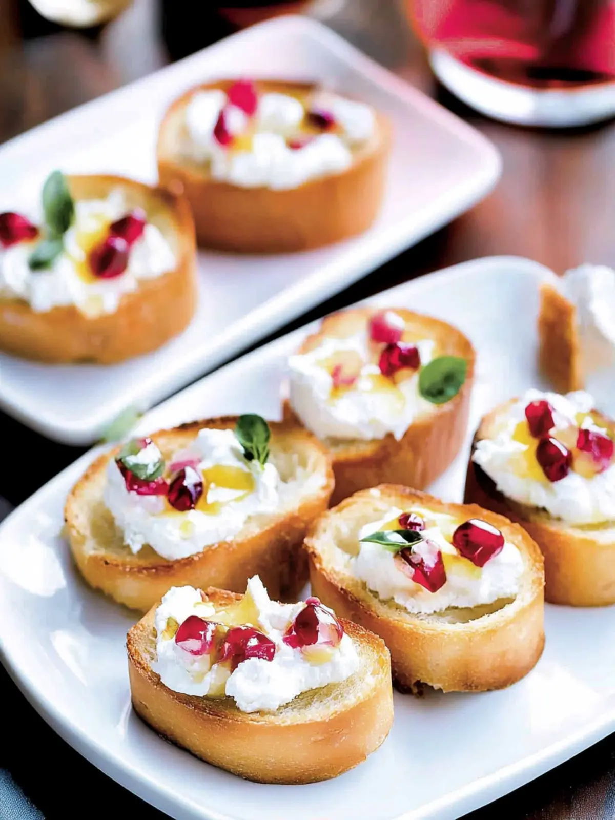 Delicious Crostini Appetizer with Goat Cheese & Pomegranate Bliss 4 Crostini Appetizer with Goat Cheese