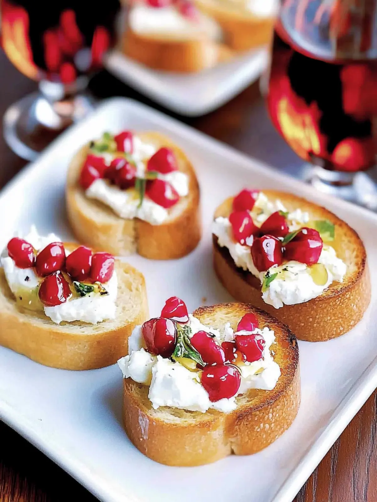 Delicious Crostini Appetizer with Goat Cheese & Pomegranate Bliss 5 Crostini Appetizer with Goat Cheese