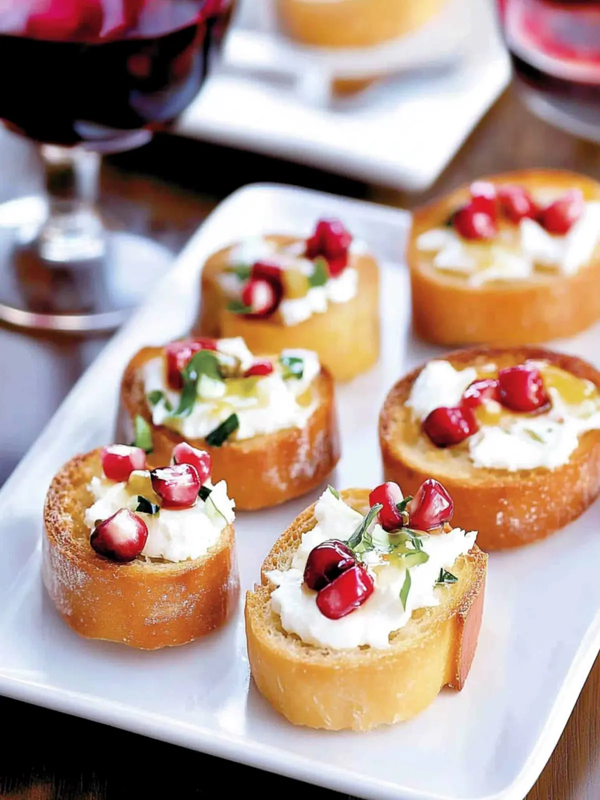 Delicious Crostini Appetizer with Goat Cheese & Pomegranate Bliss 2 Crostini Appetizer with Goat Cheese