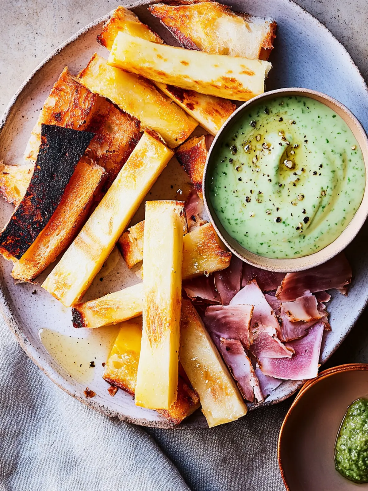 Crispy Panisse with Green Chilli & Double Garlic Aïoli Delight 2 Panisse with Green Chilli & Double Garlic Aïoli