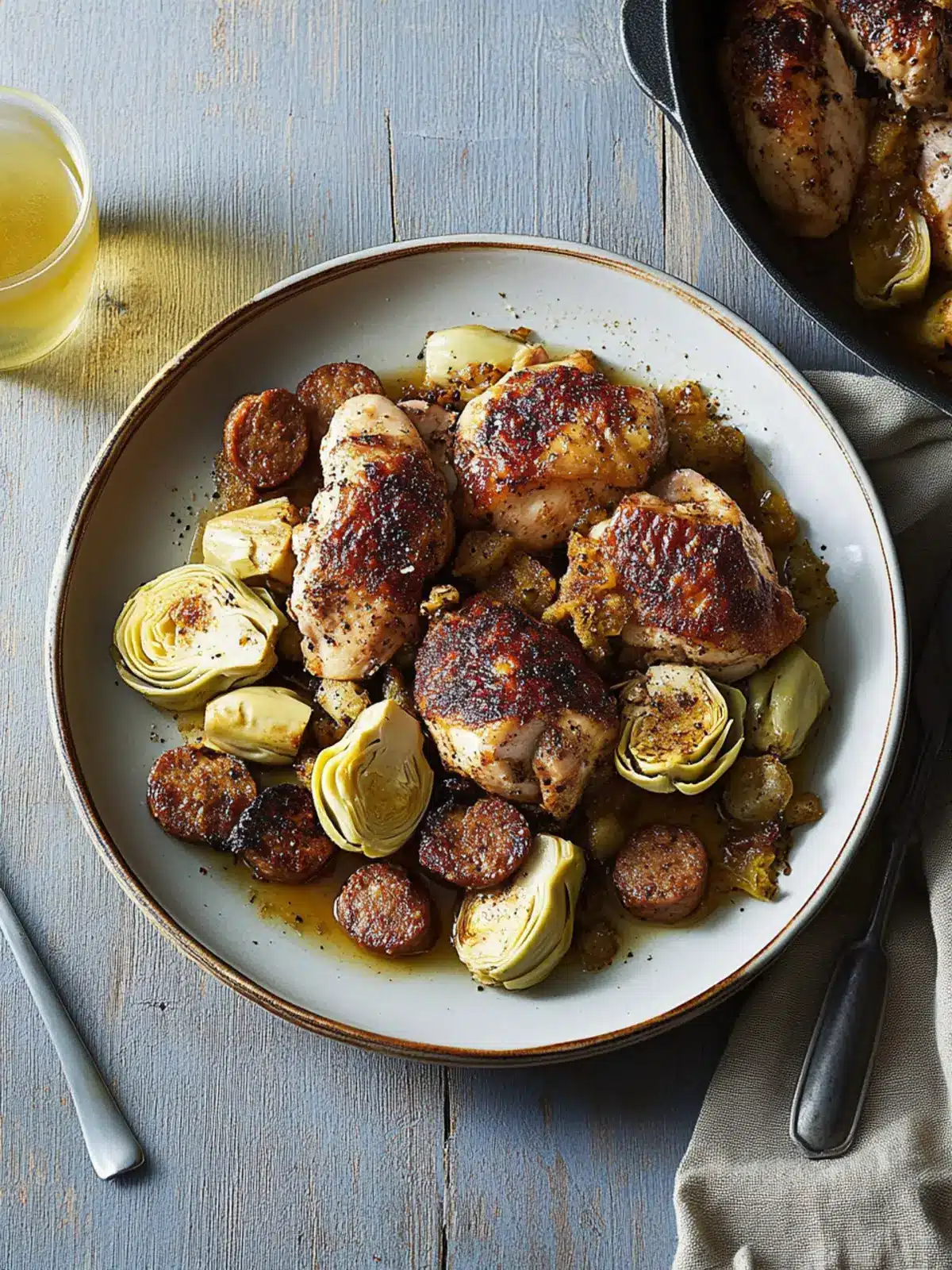 Savory Chicken with Sausage, White Wine and Artichokes Delight 5 Chicken with Sausage, White Wine and Artichokes