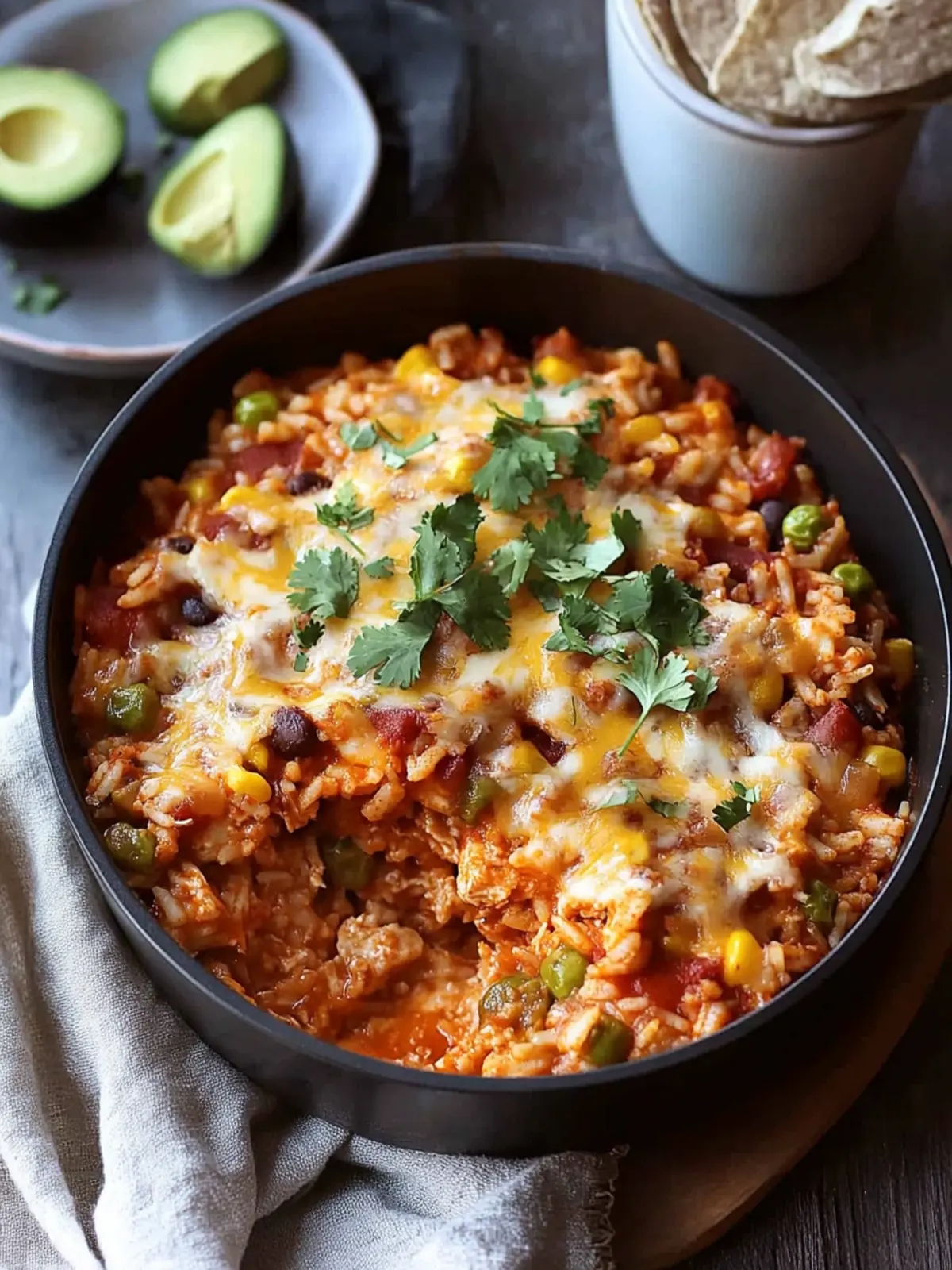 One Pot Chicken Enchilada Rice Casserole