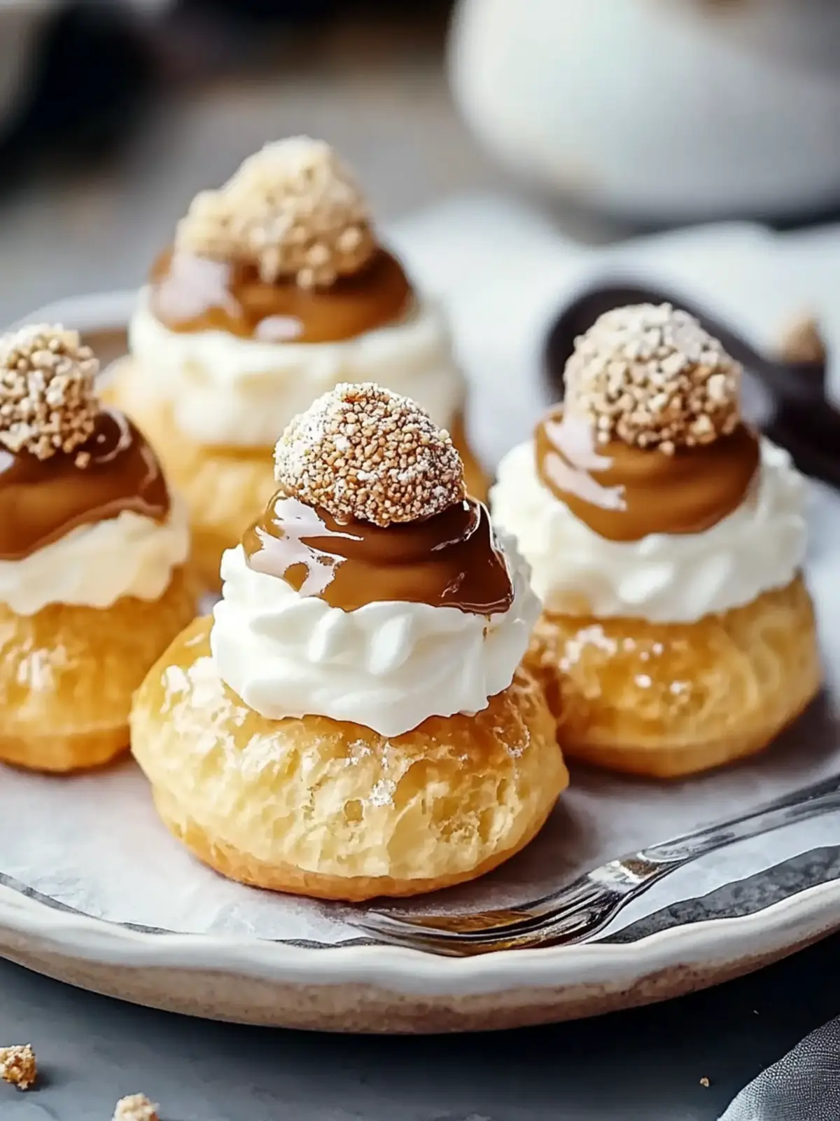 Melt-in-Your-Mouth Dulce de Leche Cream Puffs with Coffee Craquelin 3 Dulce de Leche Cream Puffs with Coffee and Craquelin