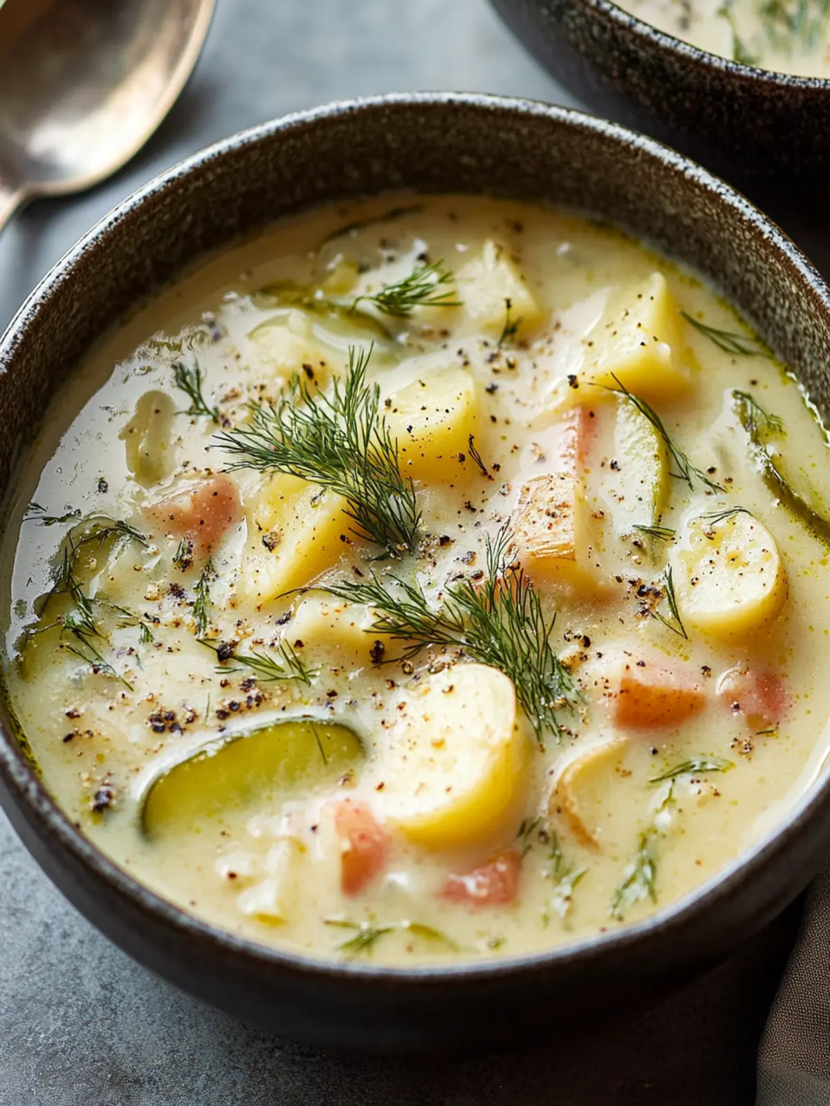 Creamy Dill Pickle and Potato Soup