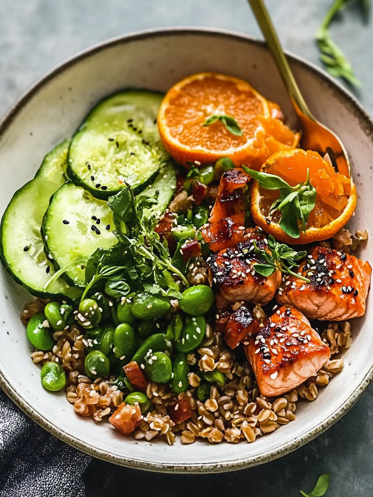 Orange Salmon Bowl with Farro