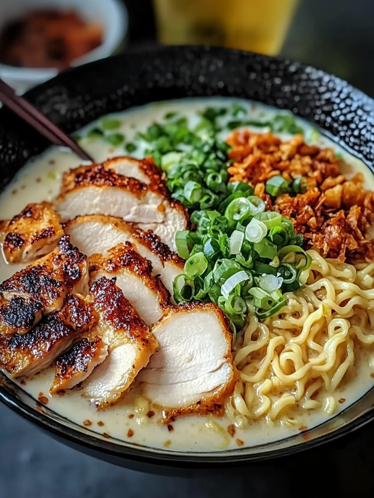Spicy Chicken Ramen with Rich Garlic Cream Sauce