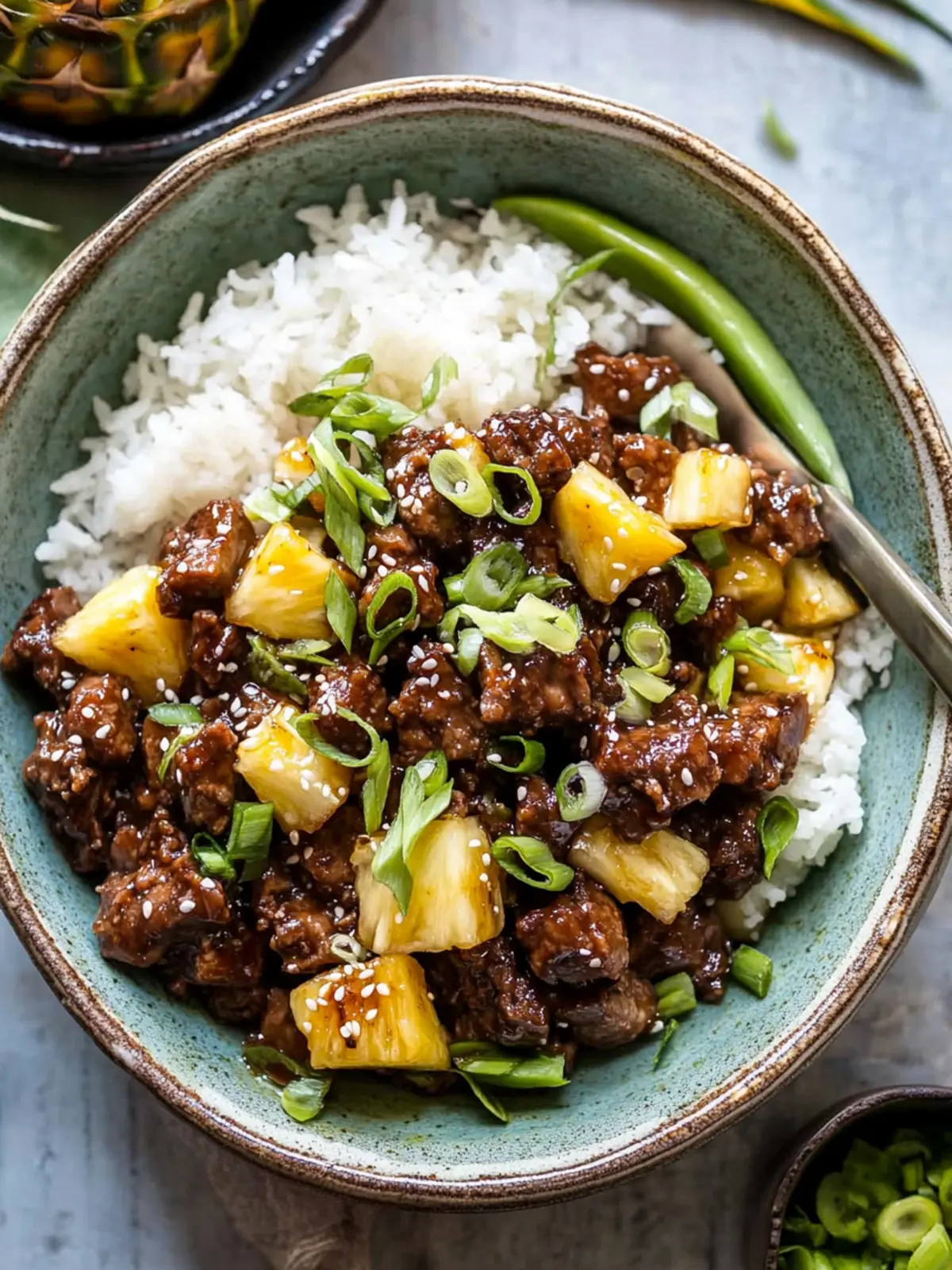 20 Minute Sticky Ginger Sesame Pineapple Beef