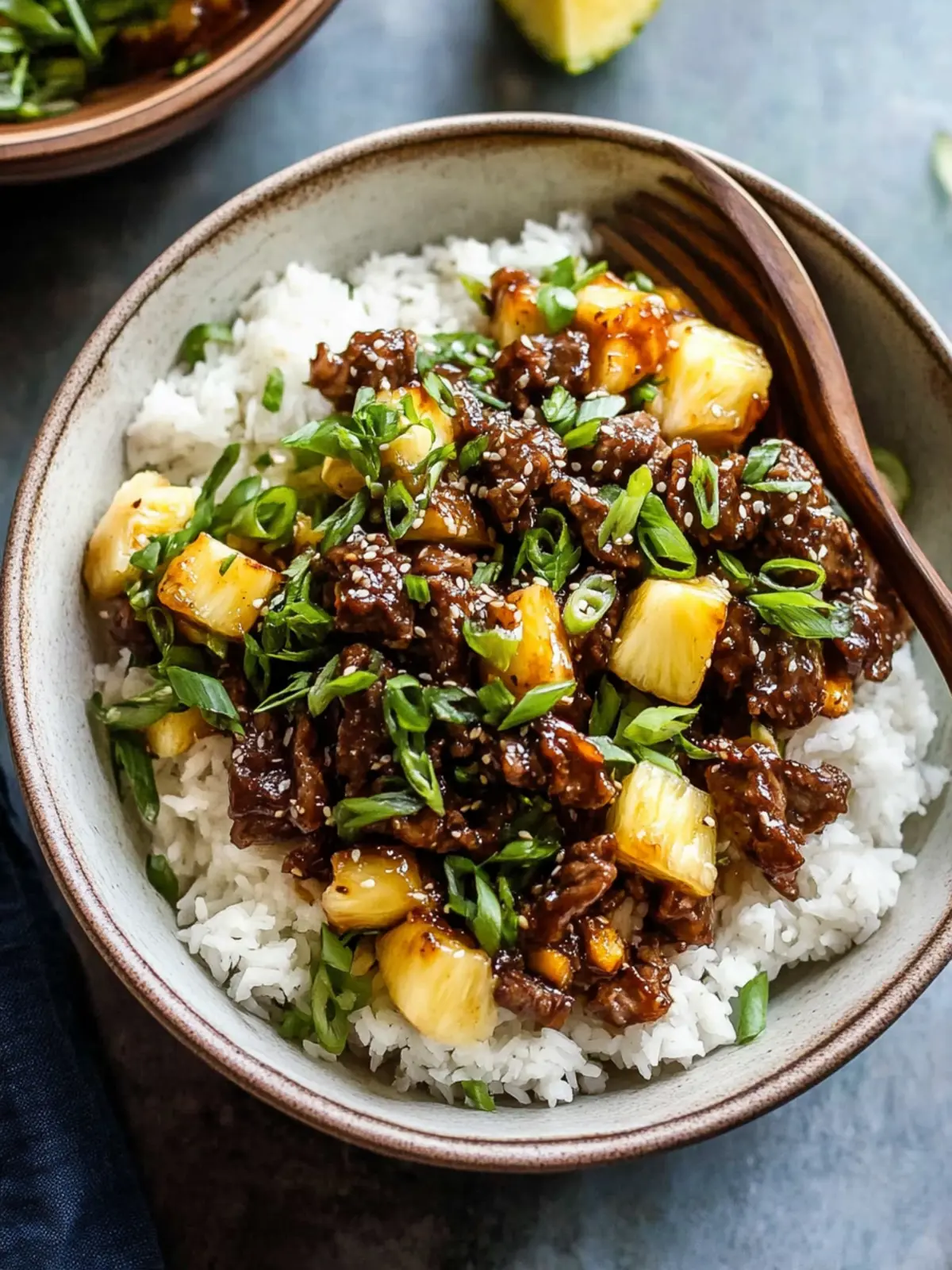 20 Minute Sticky Ginger Sesame Pineapple Beef