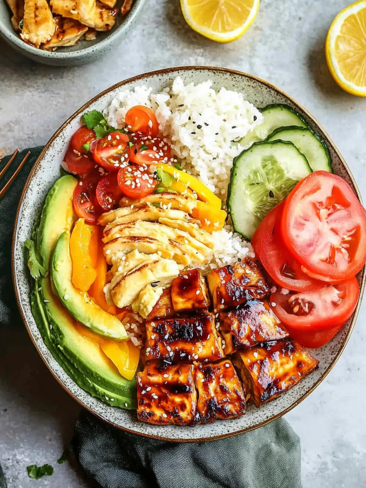 Savory Hawaiian Bowls: Grilled Chicken & Pineapple Delight 4 Hawaiian Bowls