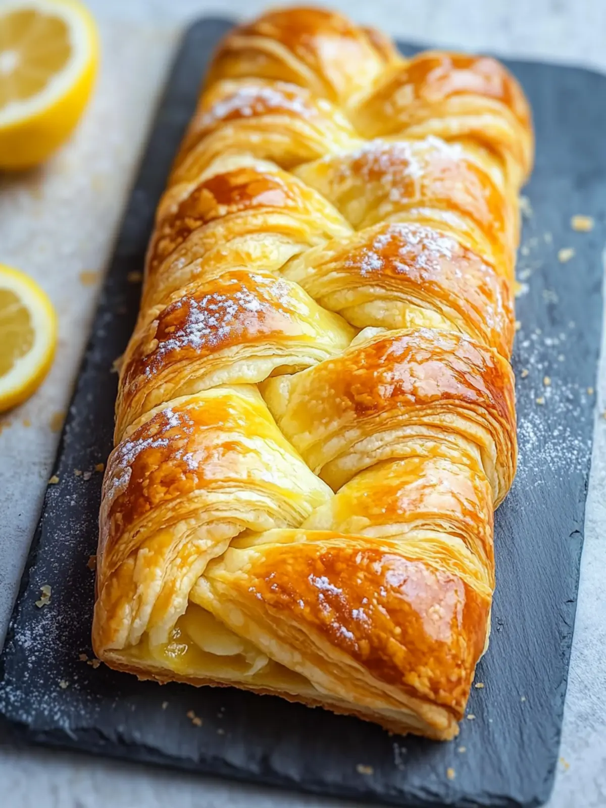 Easy Lemon & Cream Cheese Puff Pastry Braid