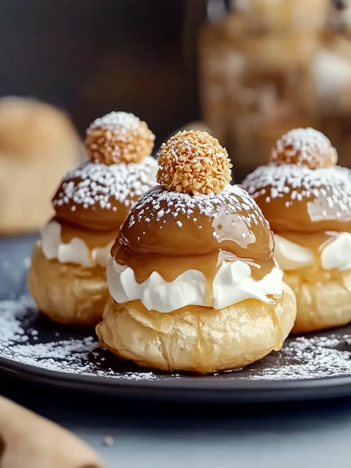 Melt-in-Your-Mouth Dulce de Leche Cream Puffs with Coffee Craquelin 2 Dulce de Leche Cream Puffs with Coffee and Craquelin
