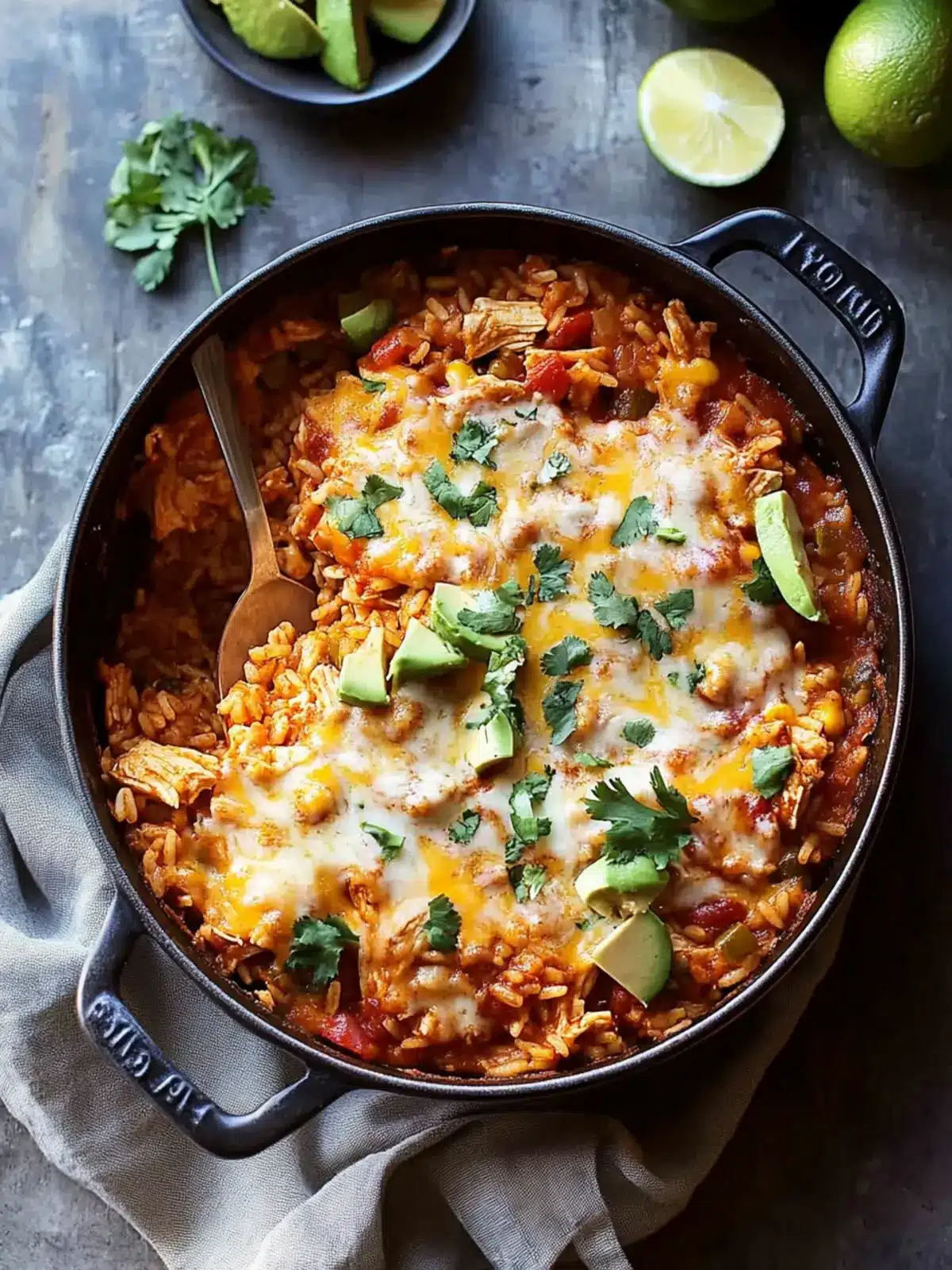 One Pot Chicken Enchilada Rice Casserole