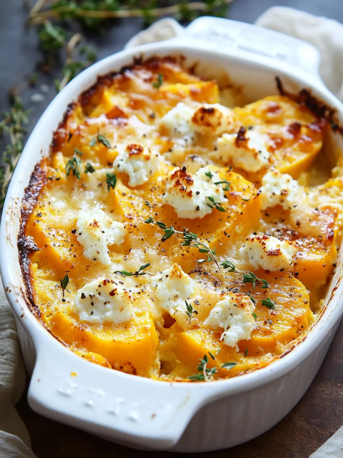 Butternut Squash and Feta Gratin