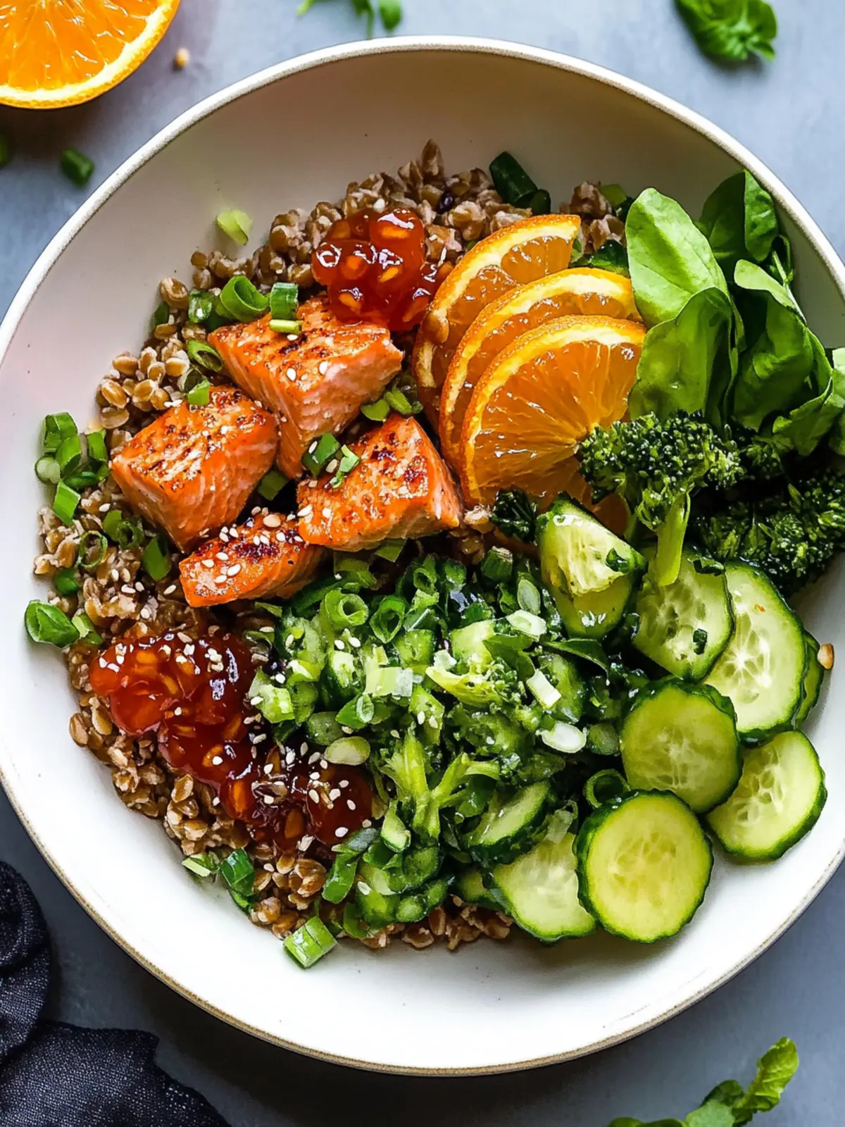 Orange Salmon Bowl with Farro