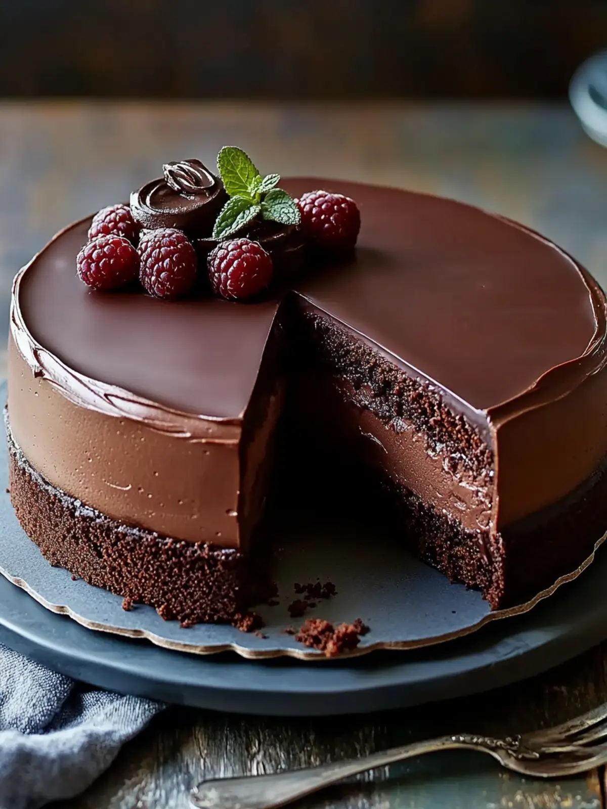 Rich Dark Chocolate Mousse Cake