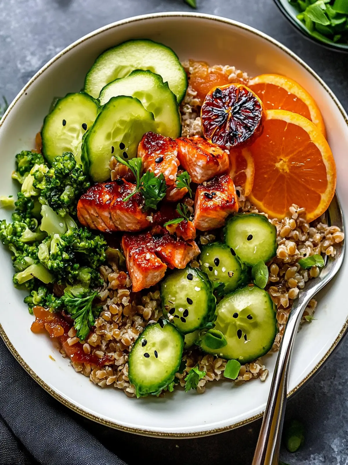 Orange Salmon Bowl with Farro