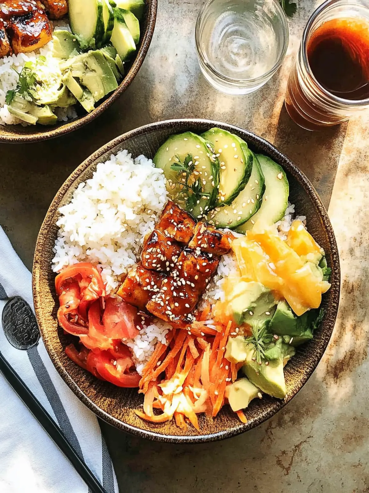 Savory Hawaiian Bowls: Grilled Chicken & Pineapple Delight 3 Hawaiian Bowls