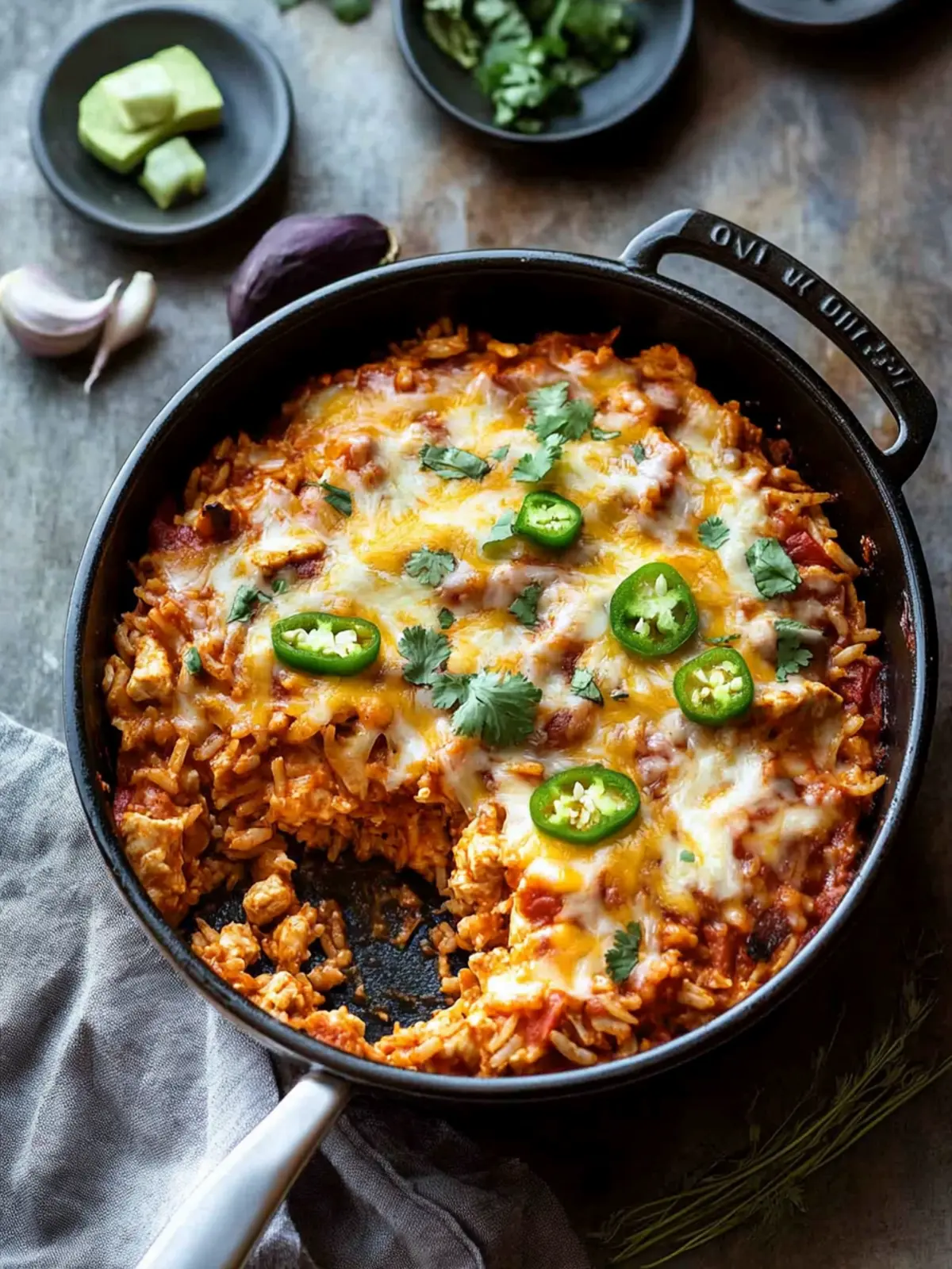 One Pot Chicken Enchilada Rice Casserole
