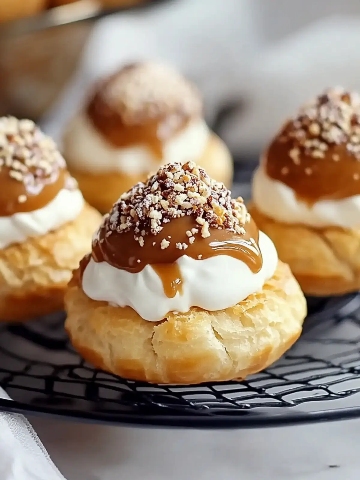 Melt-in-Your-Mouth Dulce de Leche Cream Puffs with Coffee Craquelin 5 Dulce de Leche Cream Puffs with Coffee and Craquelin