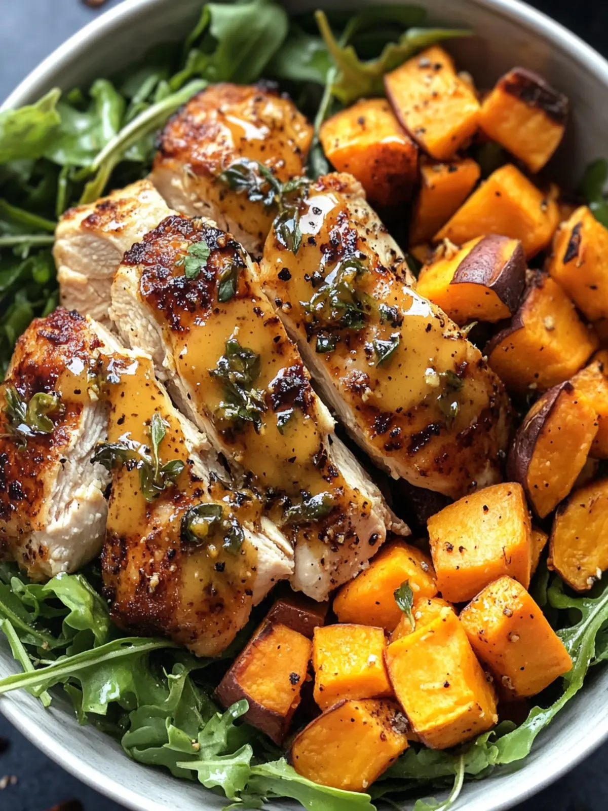 Maple Dijon Chicken & Sweet Potato Bowls