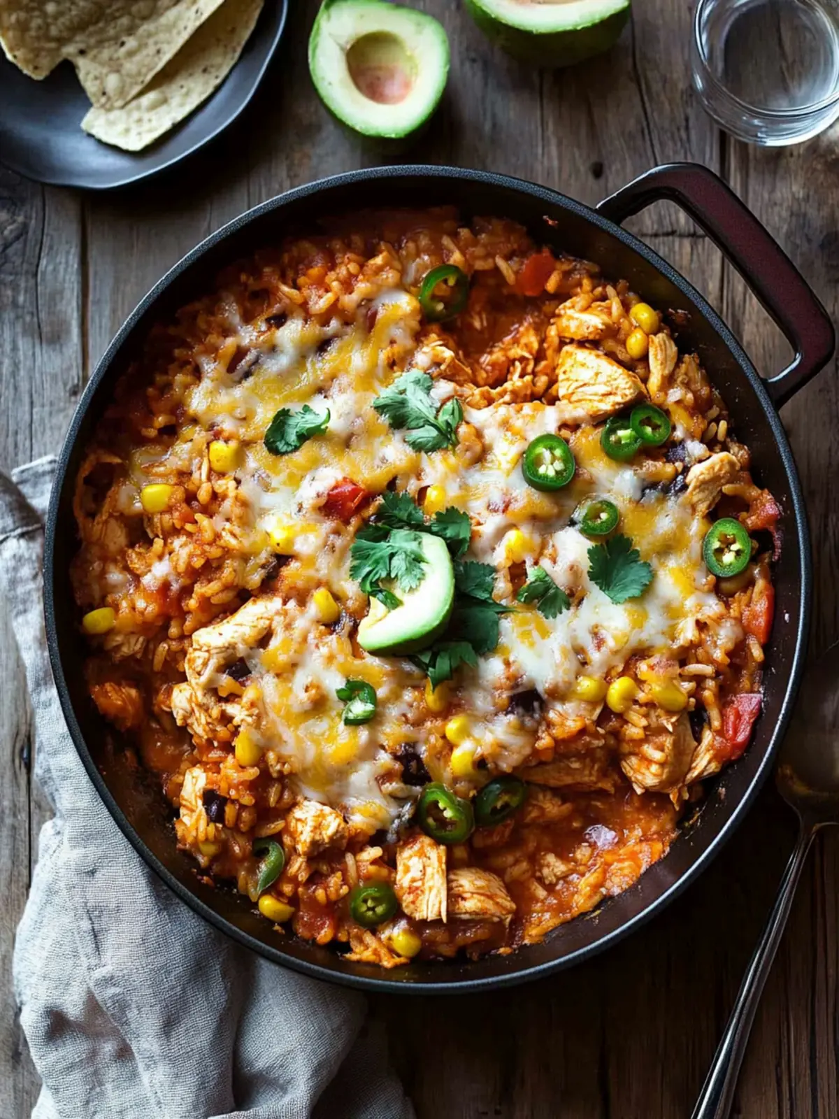 One Pot Chicken Enchilada Rice Casserole