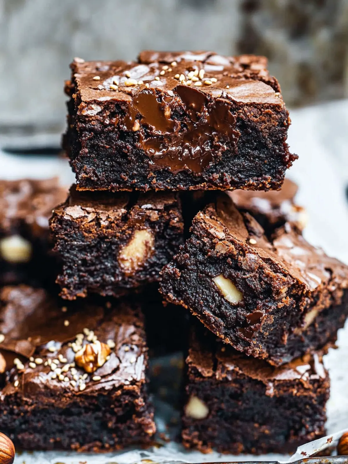 Molten Chocolate Hazelnut Tahini Brownies