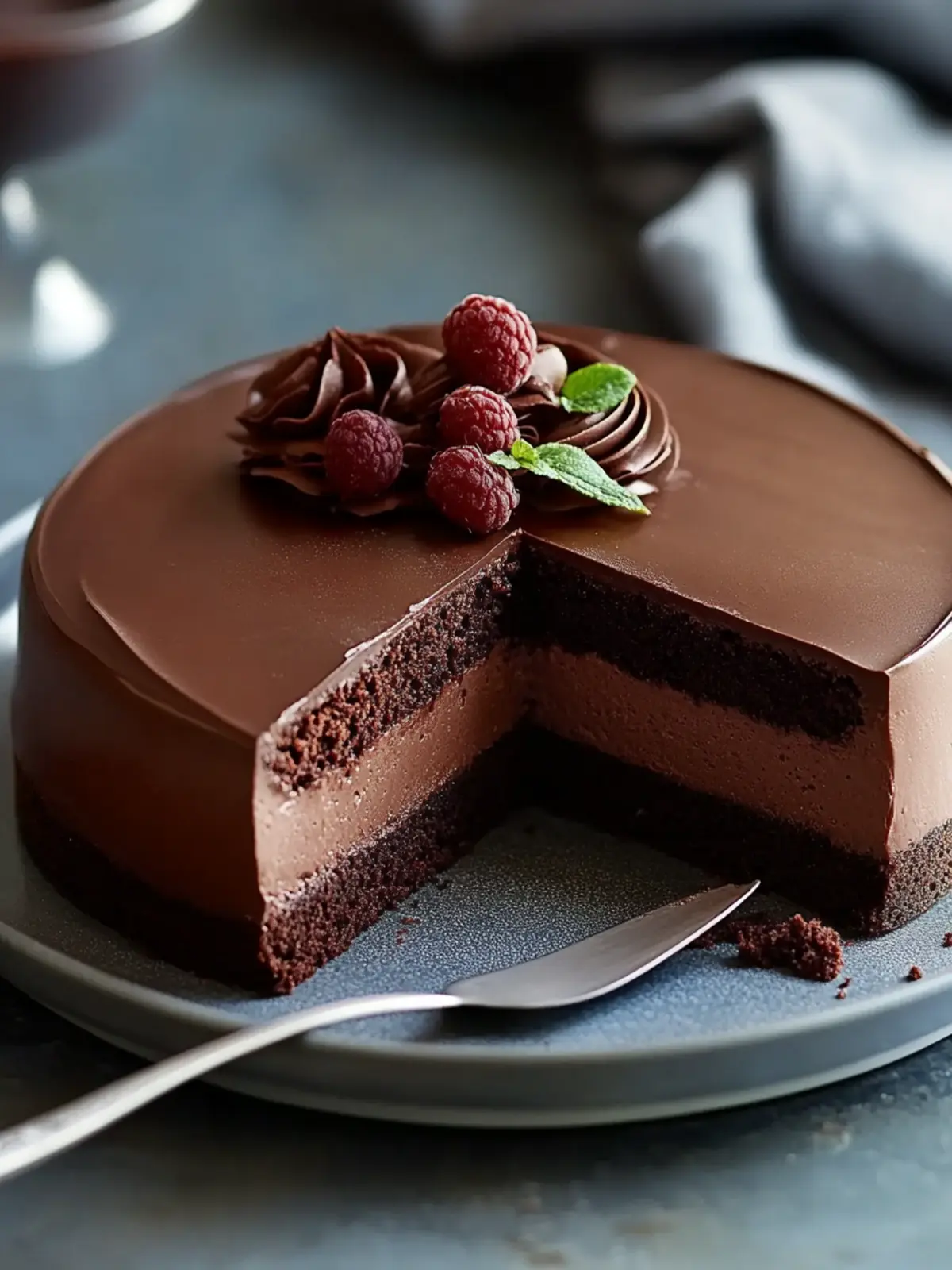 Rich Dark Chocolate Mousse Cake