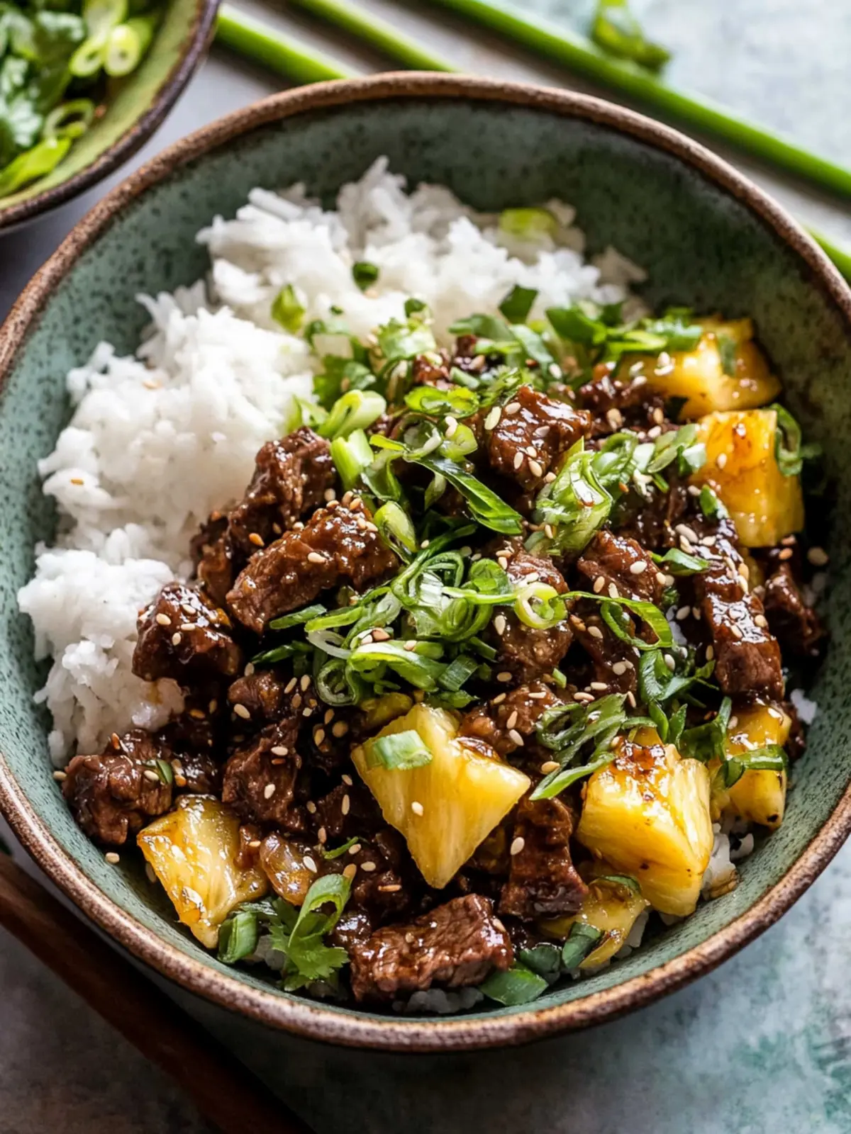 20 Minute Sticky Ginger Sesame Pineapple Beef