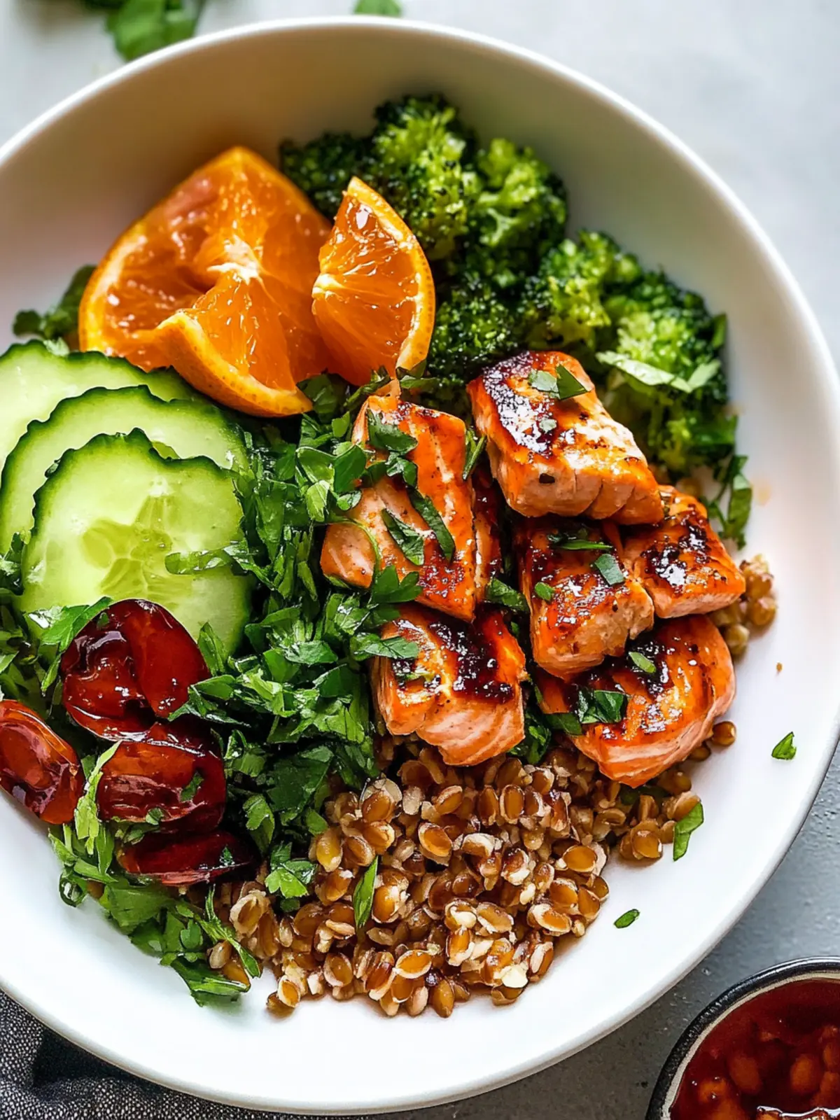 Orange Salmon Bowl with Farro