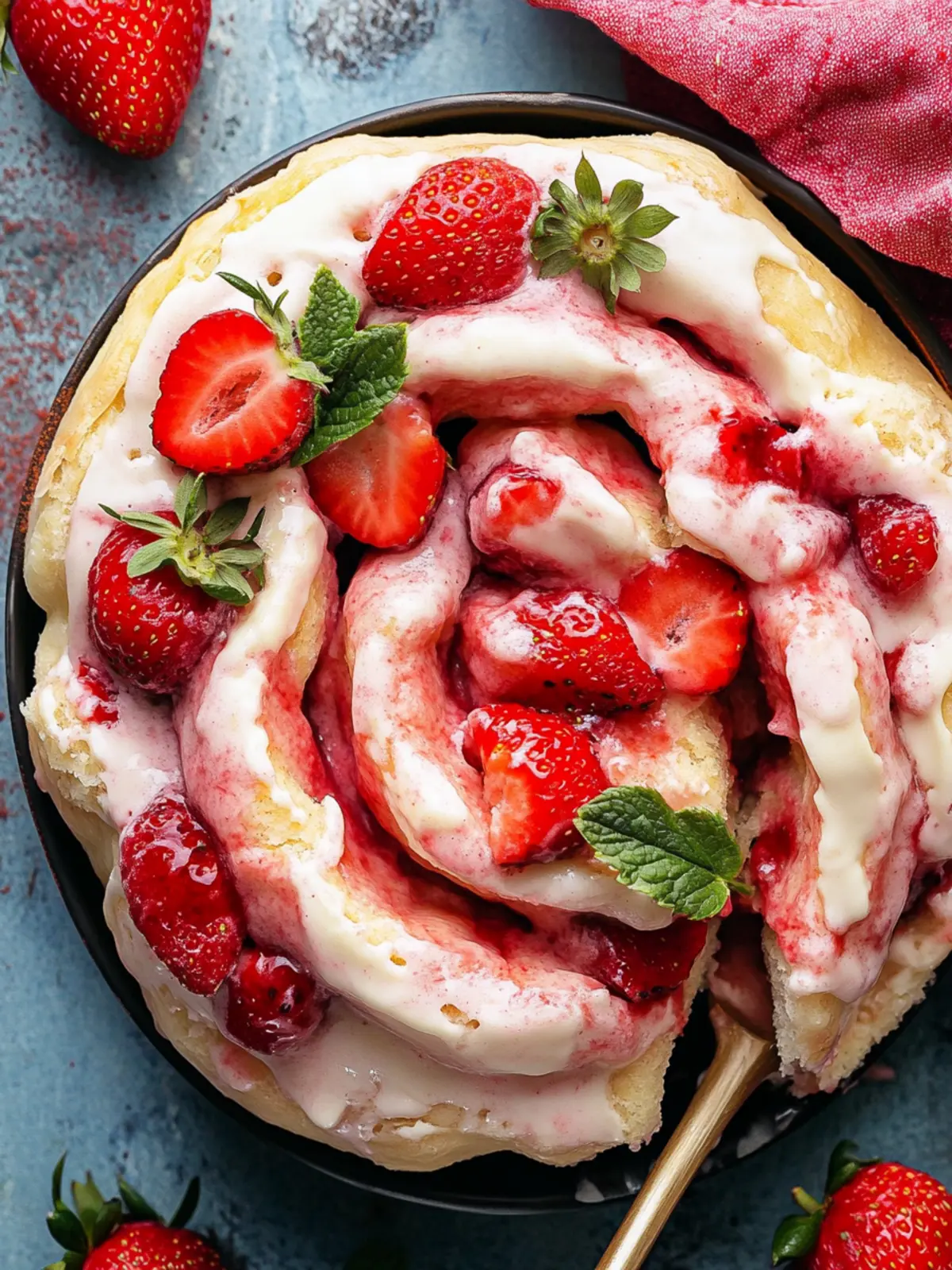 Irresistible Sweet Strawberry Rolls with Creamy Glaze 4 Sweet Strawberry Rolls