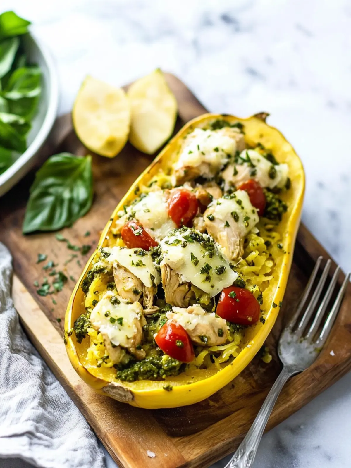 Chicken Pesto Spaghetti Squash