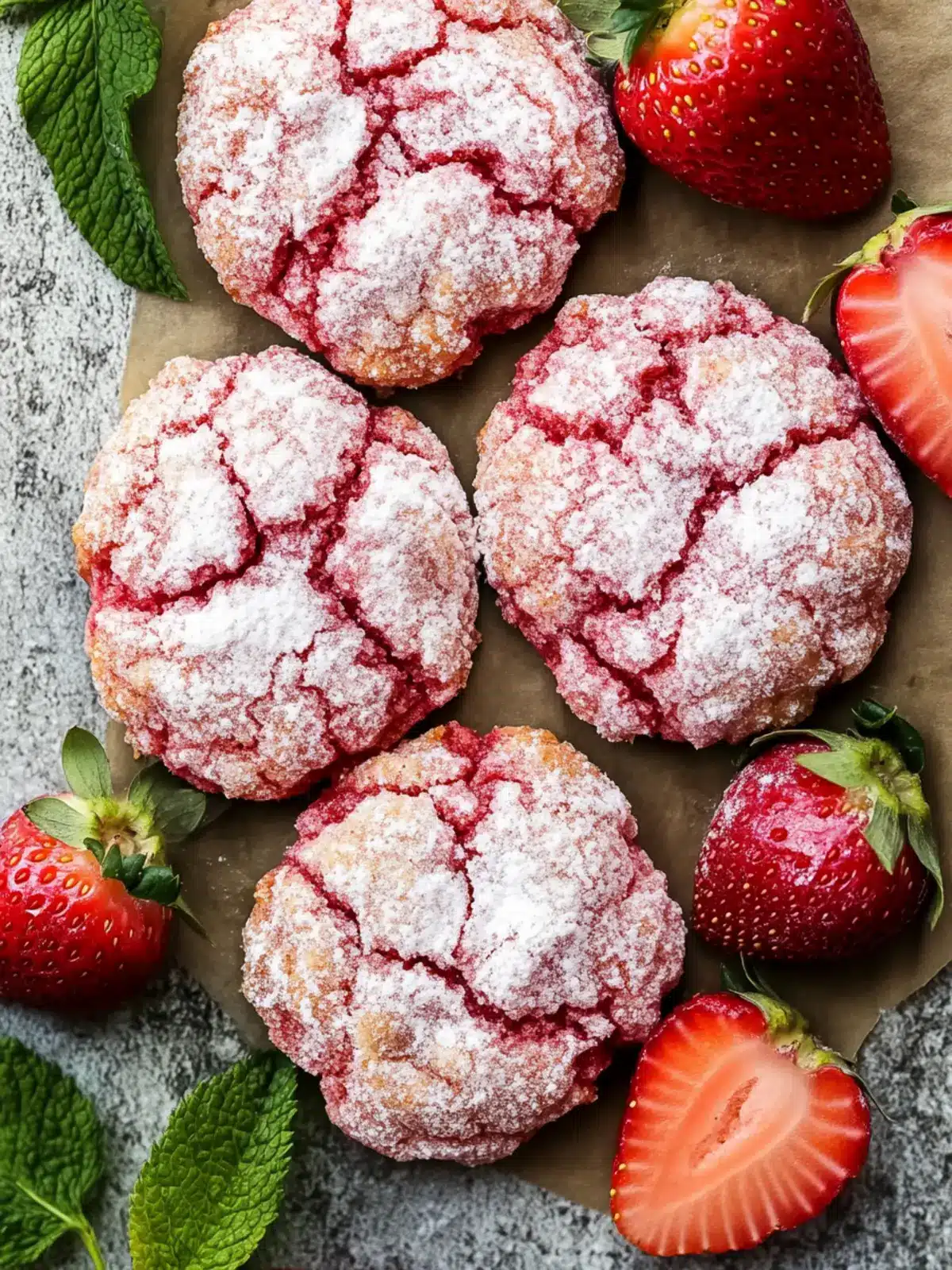 Chewy Strawberry Crinkle Cookies with Sweet White Chocolate Bliss 5 Strawberry Crinkle Cookies