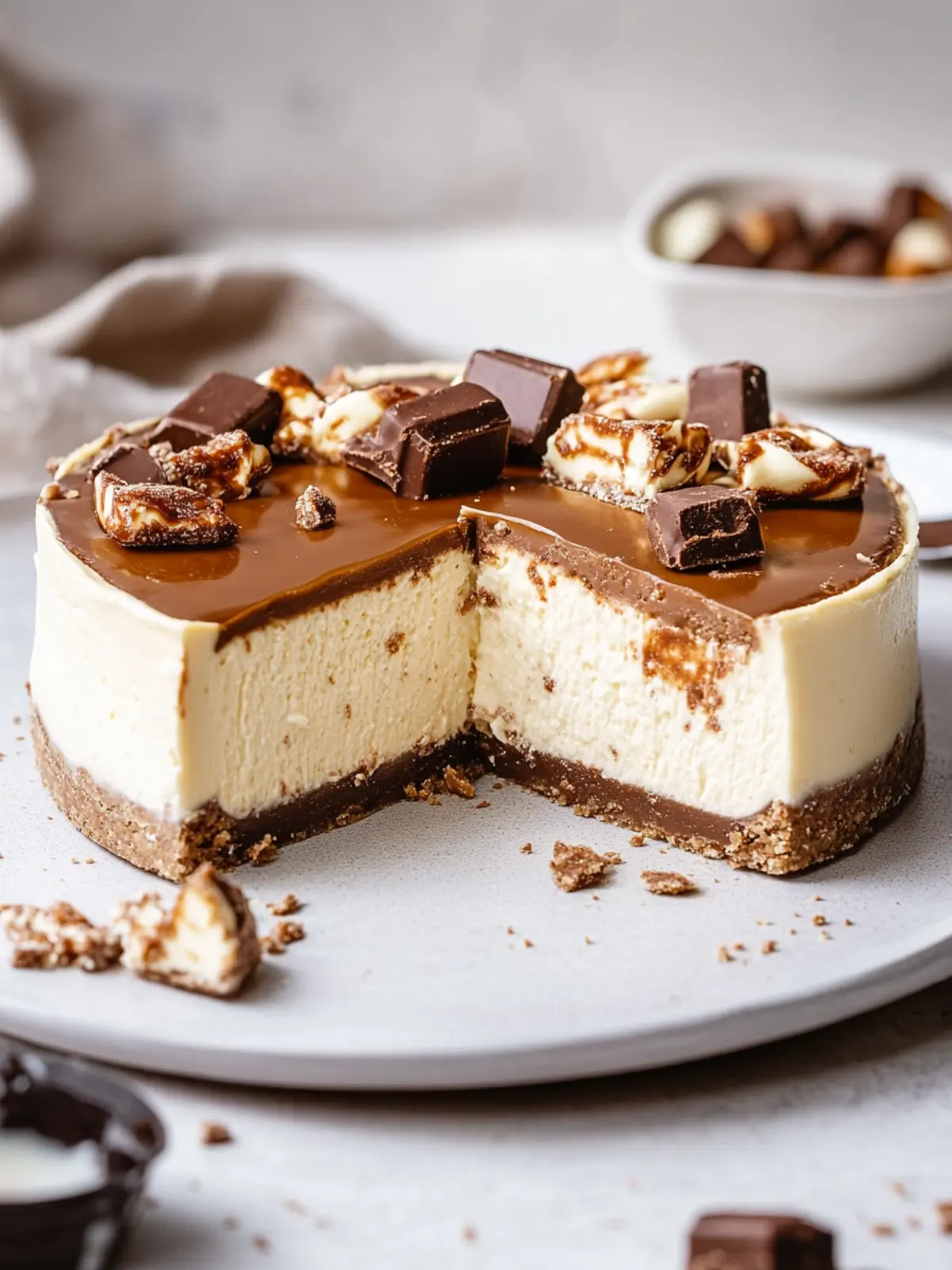 Decadent Twix Cheesecake Recipe You Can't Resist! 3 Twix Cheesecake