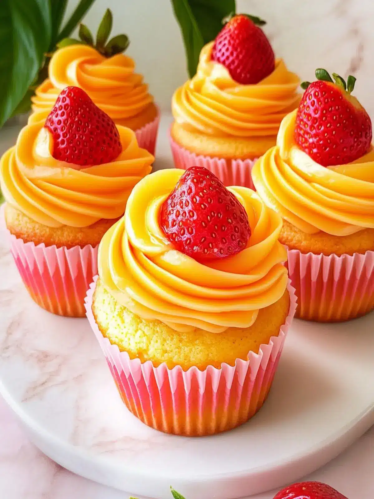 Mango Strawberry Sunset Cupcakes