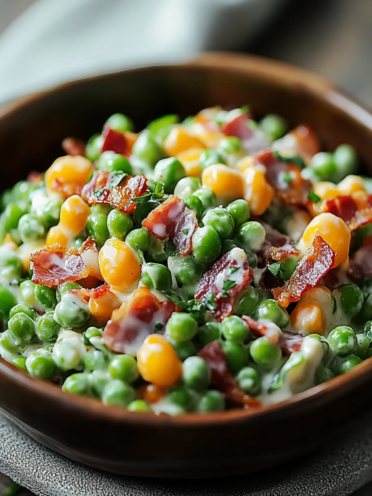 Create Irresistibly Creamy Pea Salad with Bacon Today! 3 Creamy Pea Salad with Bacon