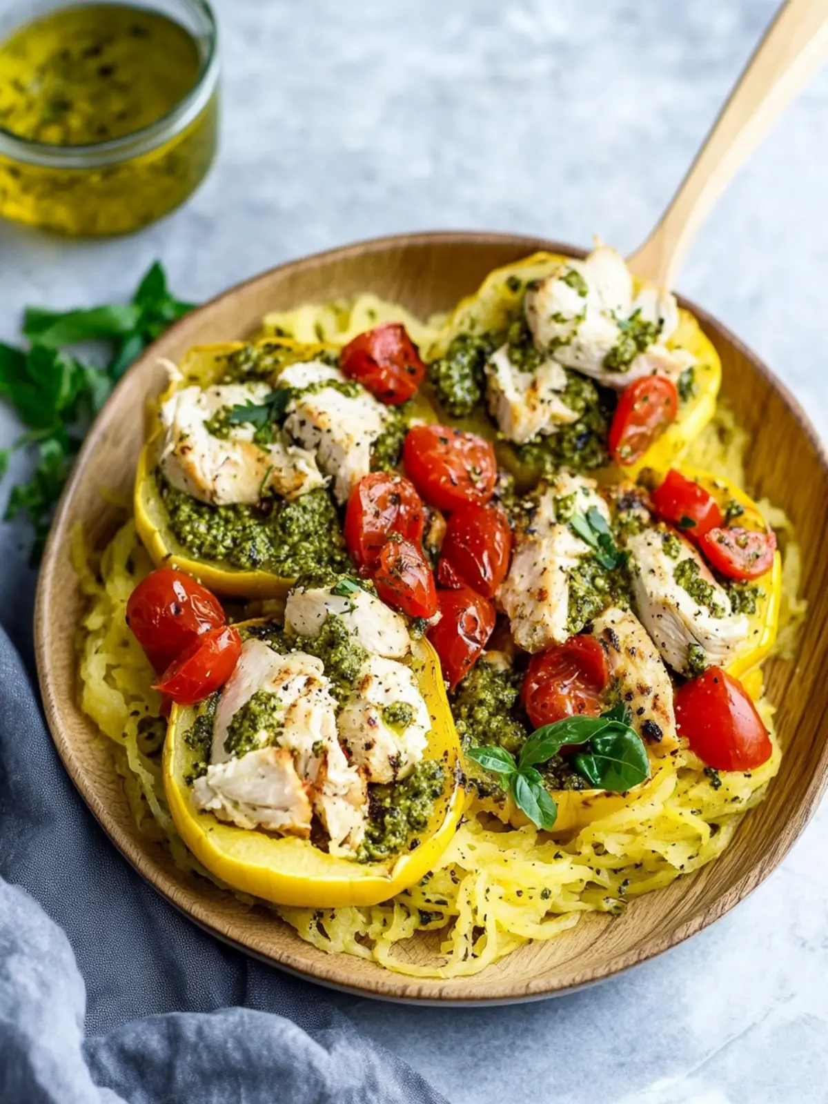 Chicken Pesto Spaghetti Squash