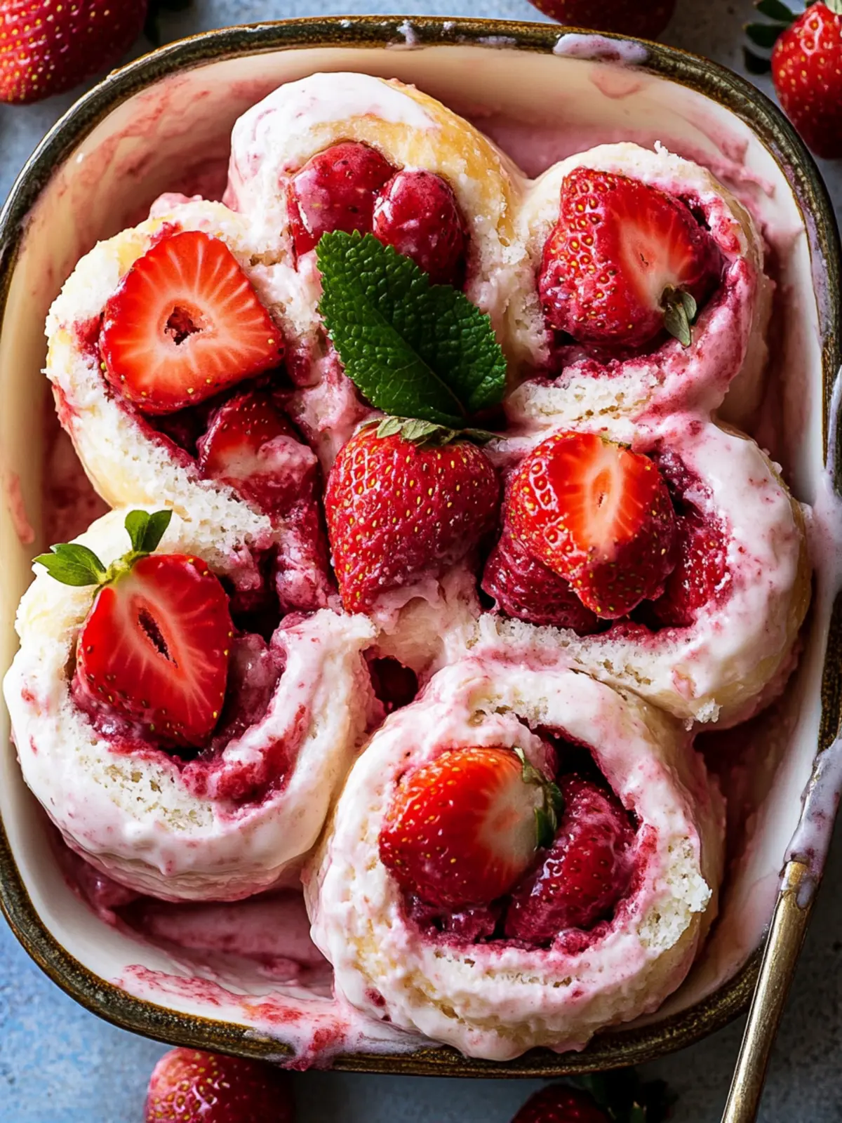 Irresistible Sweet Strawberry Rolls with Creamy Glaze 2 Sweet Strawberry Rolls