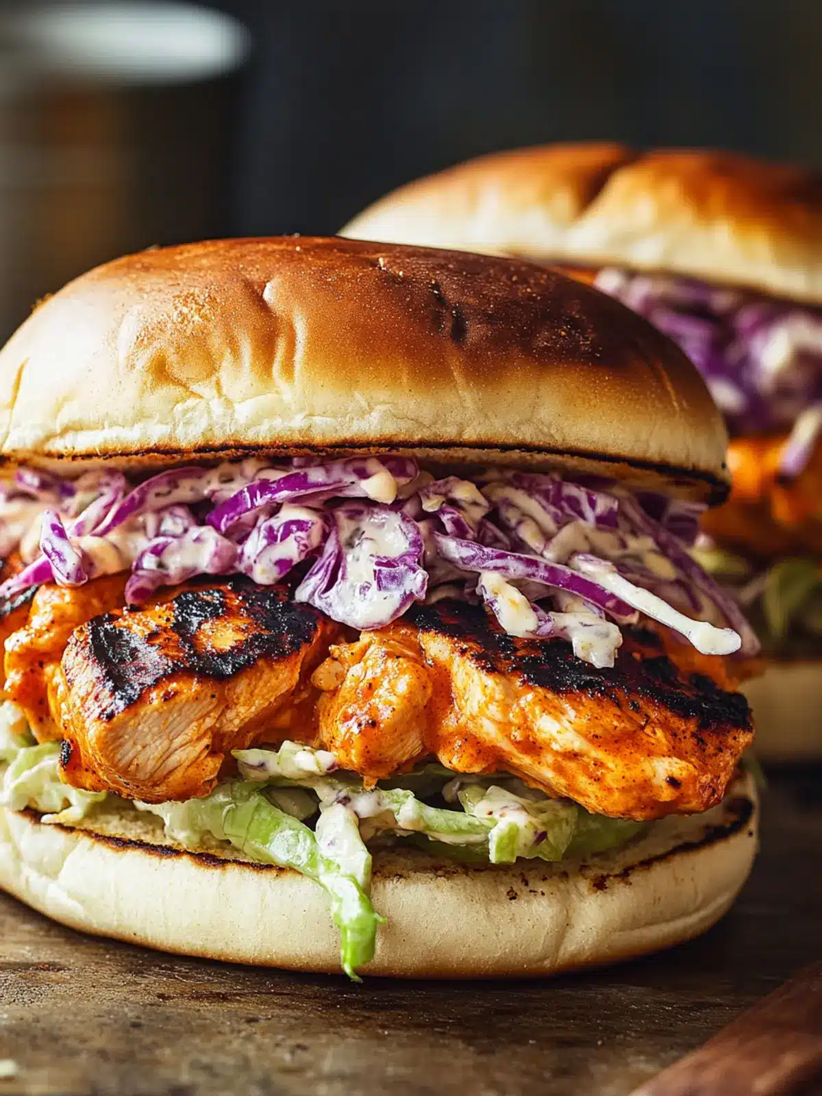 Grilled Buffalo Chicken Sandwiches with Grinder Slaw Bliss 2 Grilled Buffalo Chicken Sandwiches with Grinder Slaw