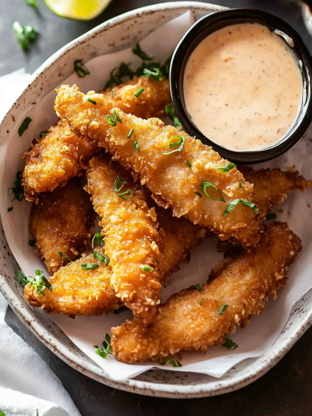 Crispy Coconut Chicken Fingers with Zesty Bang Bang Sauce 2 Coconut Chicken Fingers with Bang Bang Sauce