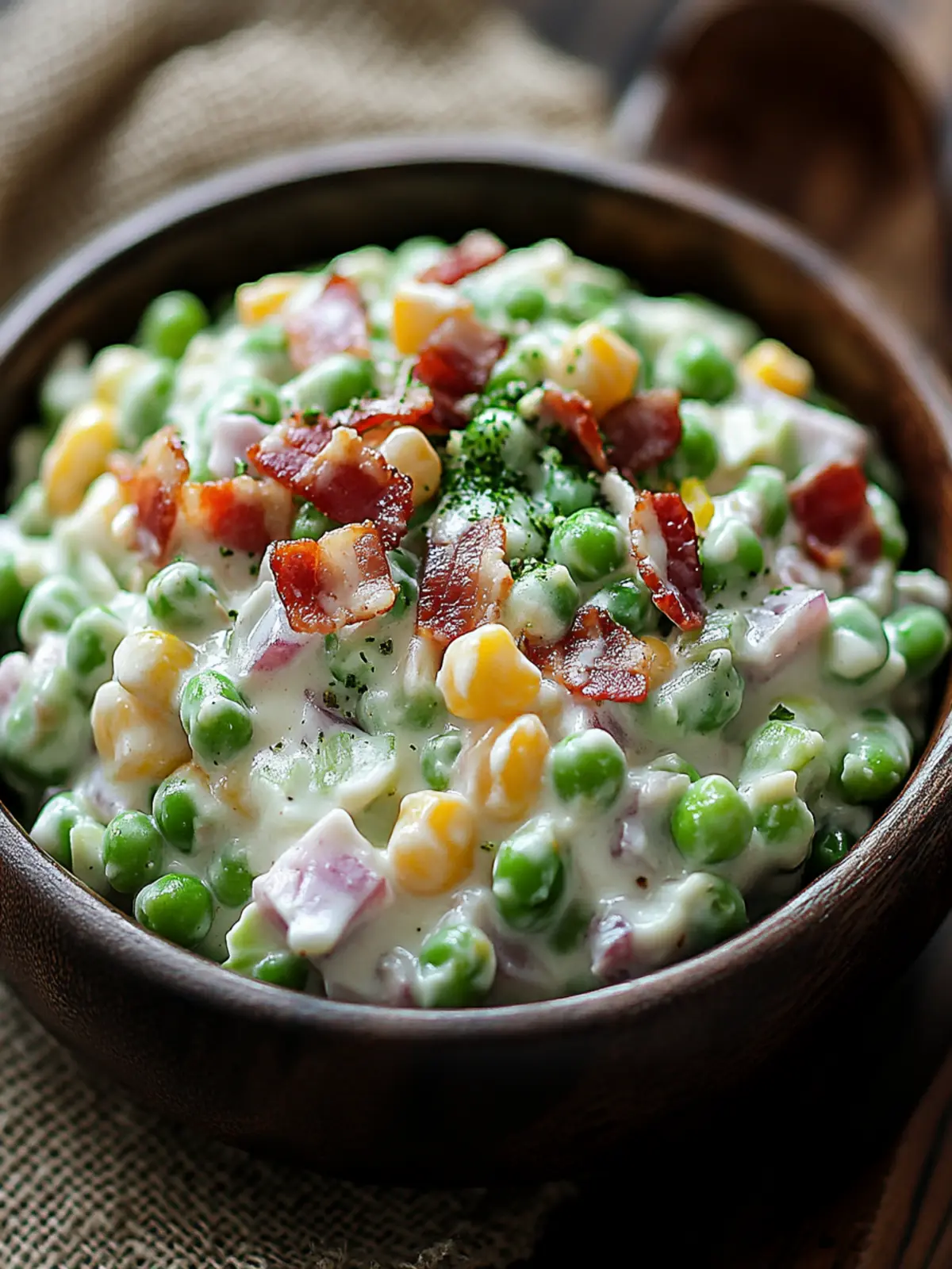 Create Irresistibly Creamy Pea Salad with Bacon Today! 4 Creamy Pea Salad with Bacon