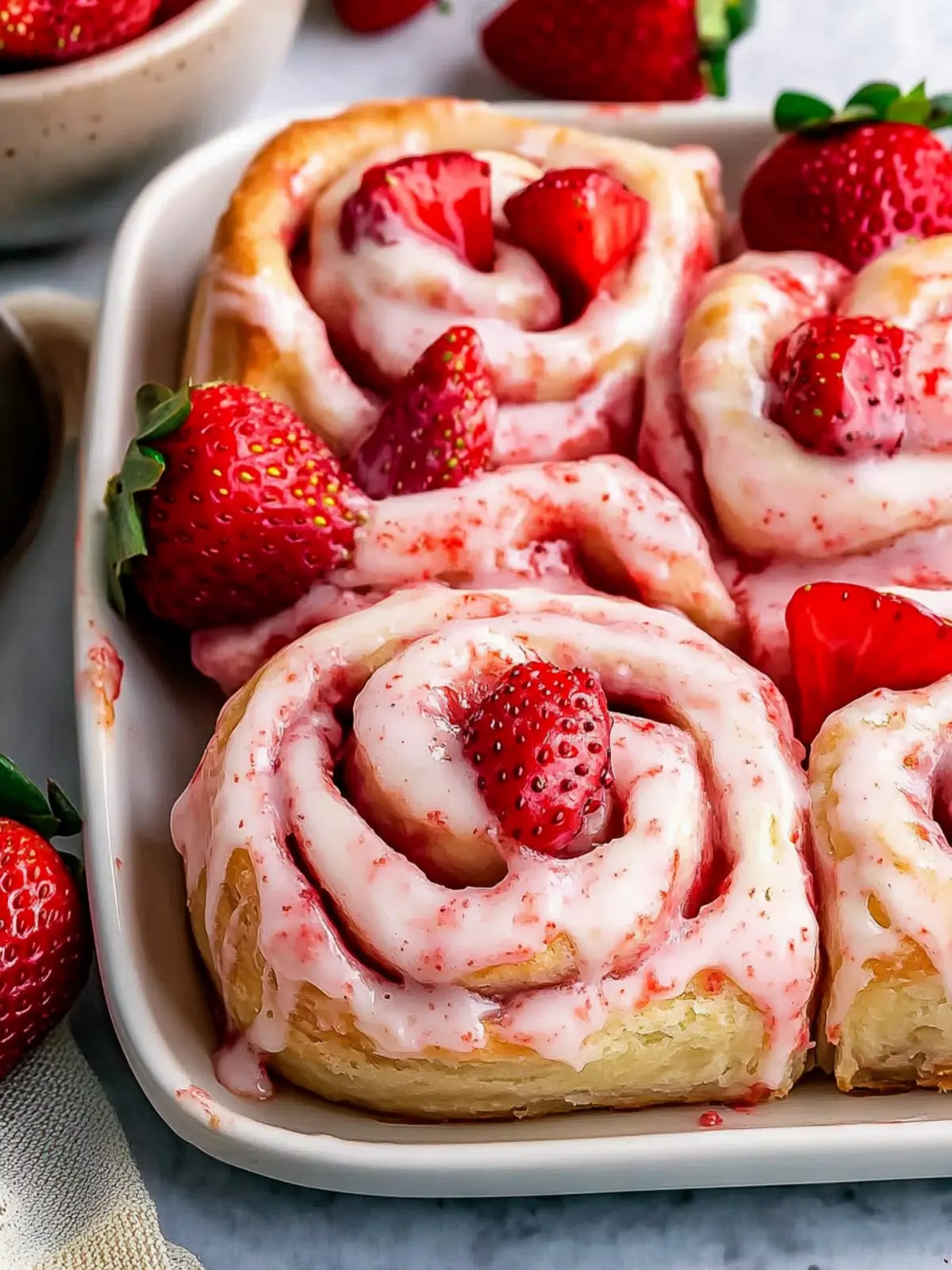 Irresistible Sweet Strawberry Rolls with Creamy Glaze 3 Sweet Strawberry Rolls
