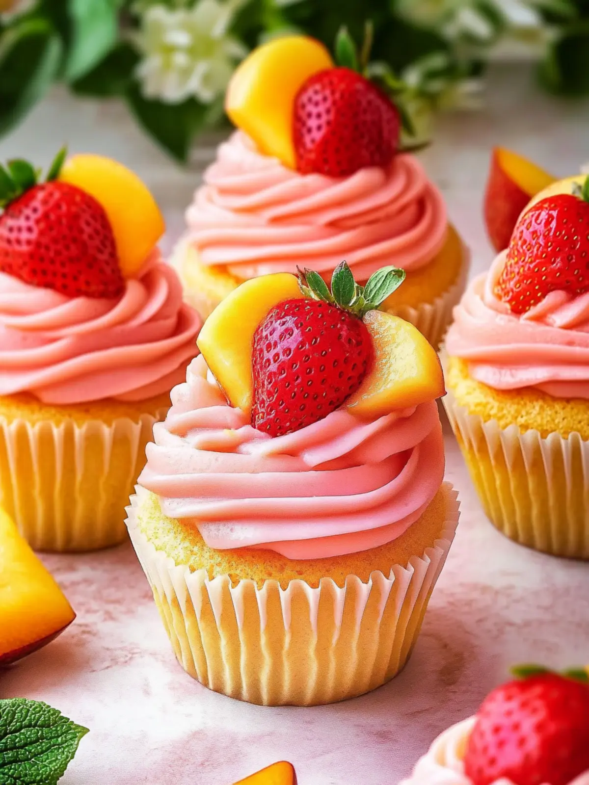 Mango Strawberry Sunset Cupcakes