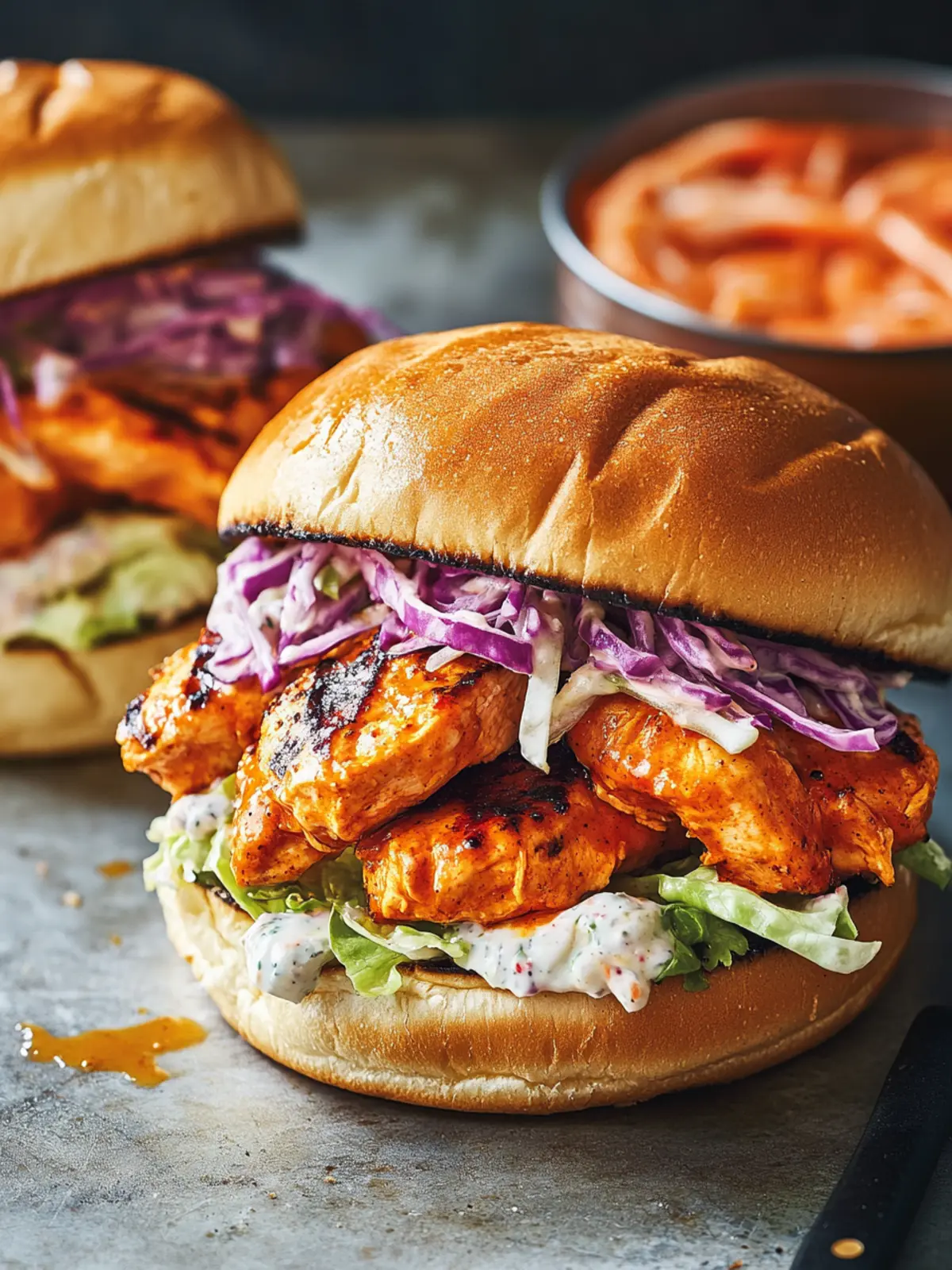 Grilled Buffalo Chicken Sandwiches with Grinder Slaw Bliss 5 Grilled Buffalo Chicken Sandwiches with Grinder Slaw
