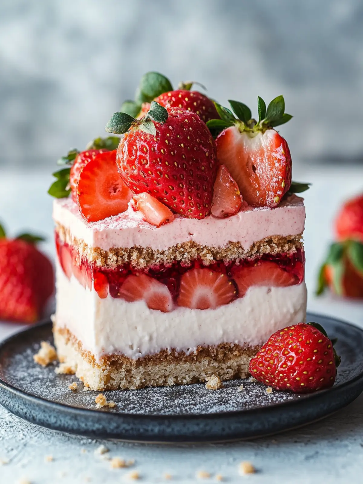 Vegan Strawberry Layered Dessert You'll Love This No-Bake Treat 2 Vegan Strawberry Layered Dessert