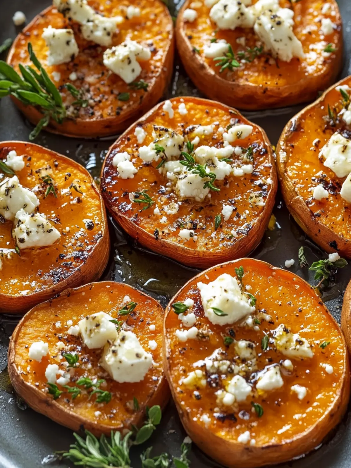 Roasted Sweet Potato Rounds with Honey & Feta