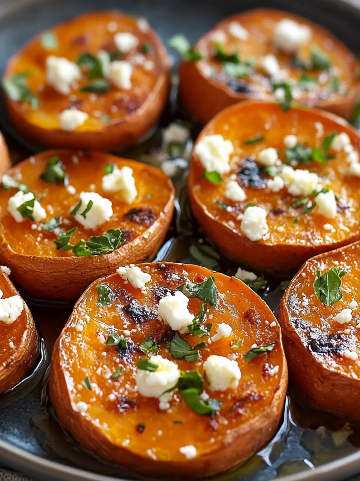 Roasted Sweet Potato Rounds with Honey & Feta