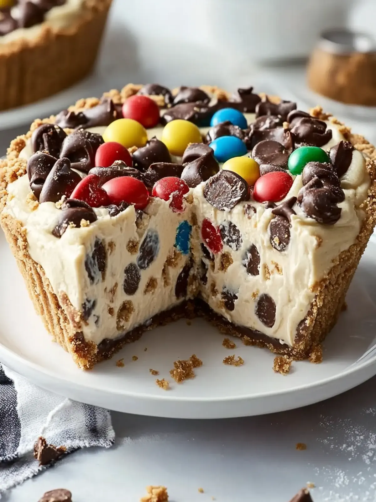 Monster Cookie Peanut Butter Cheesecake Pie