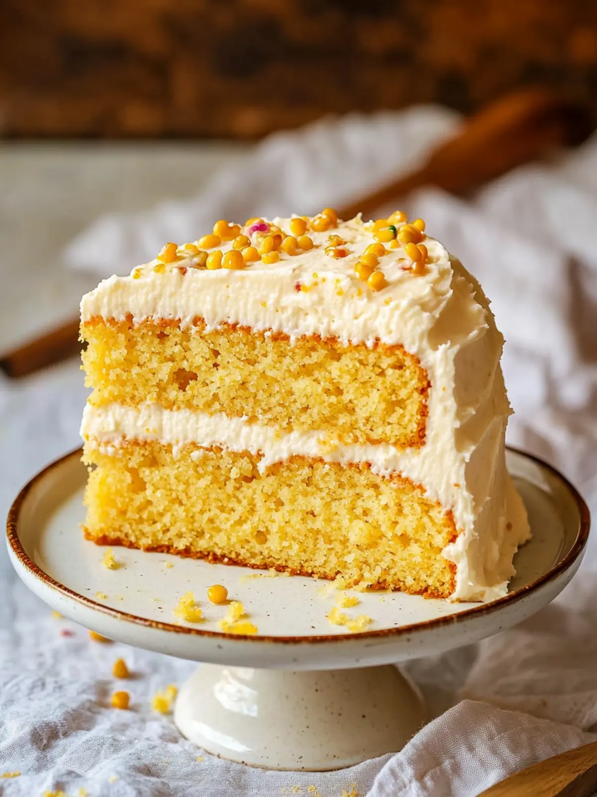 Irresistible Cornbread Cake with Whipped Honey Buttercream Frosting 5 Cornbread Cake with Whipped Honey Buttercream Frosting