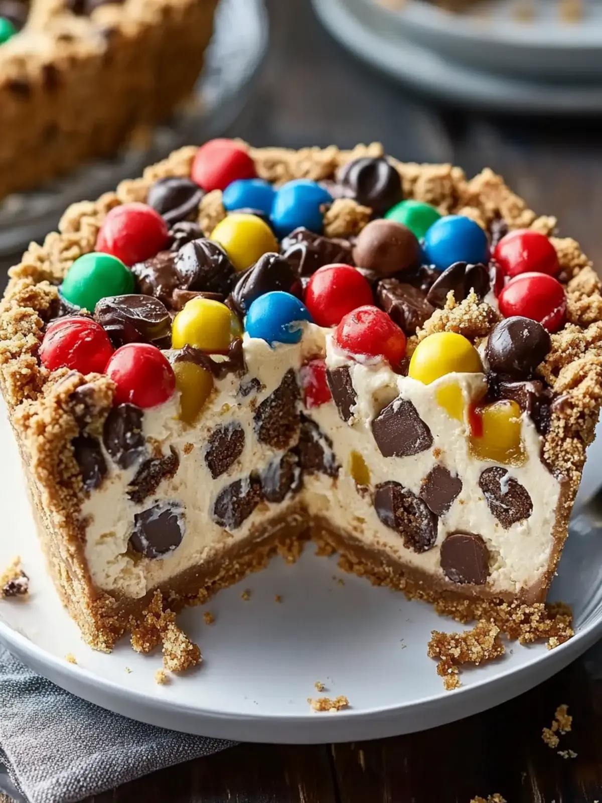 Monster Cookie Peanut Butter Cheesecake Pie